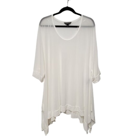 Oversized White Tunic Swimsuit CoverUp Loose Fitting Lightweight Top-Size S - Picture 2 of 9